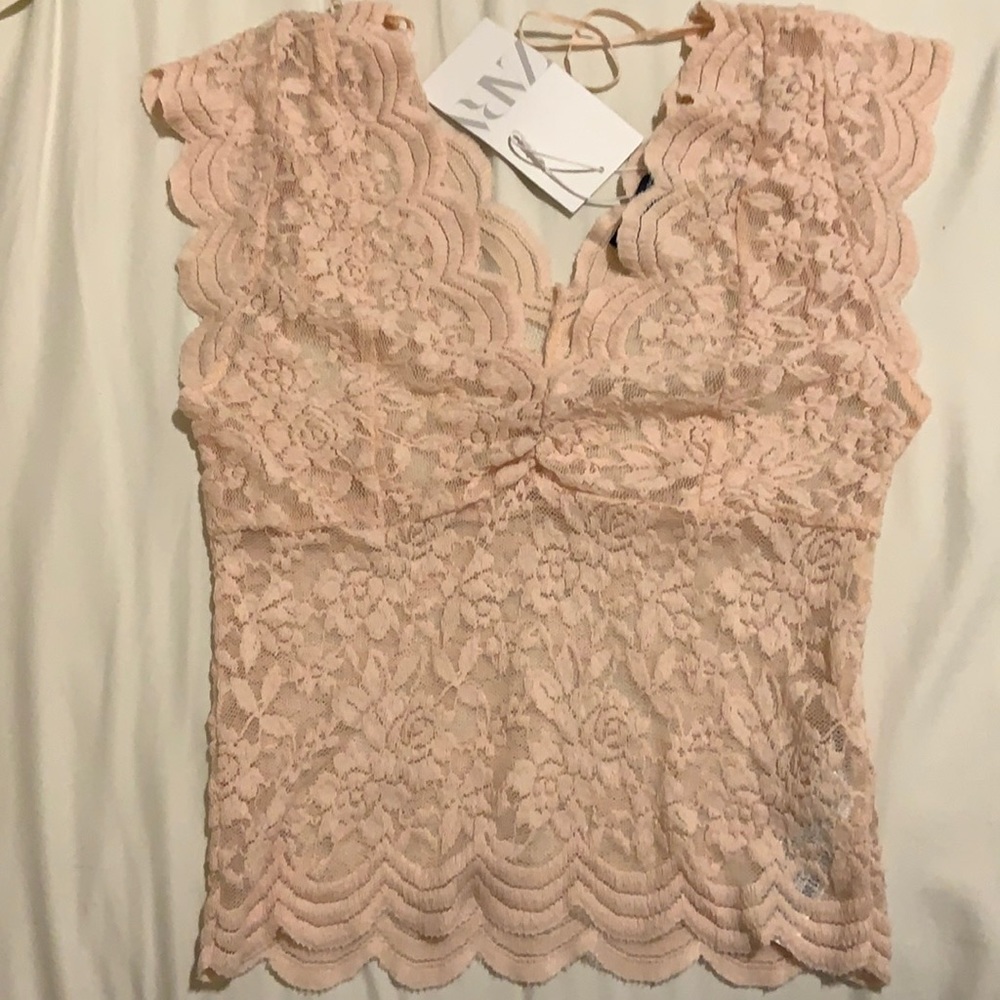 Zara Lace V-Neck Top